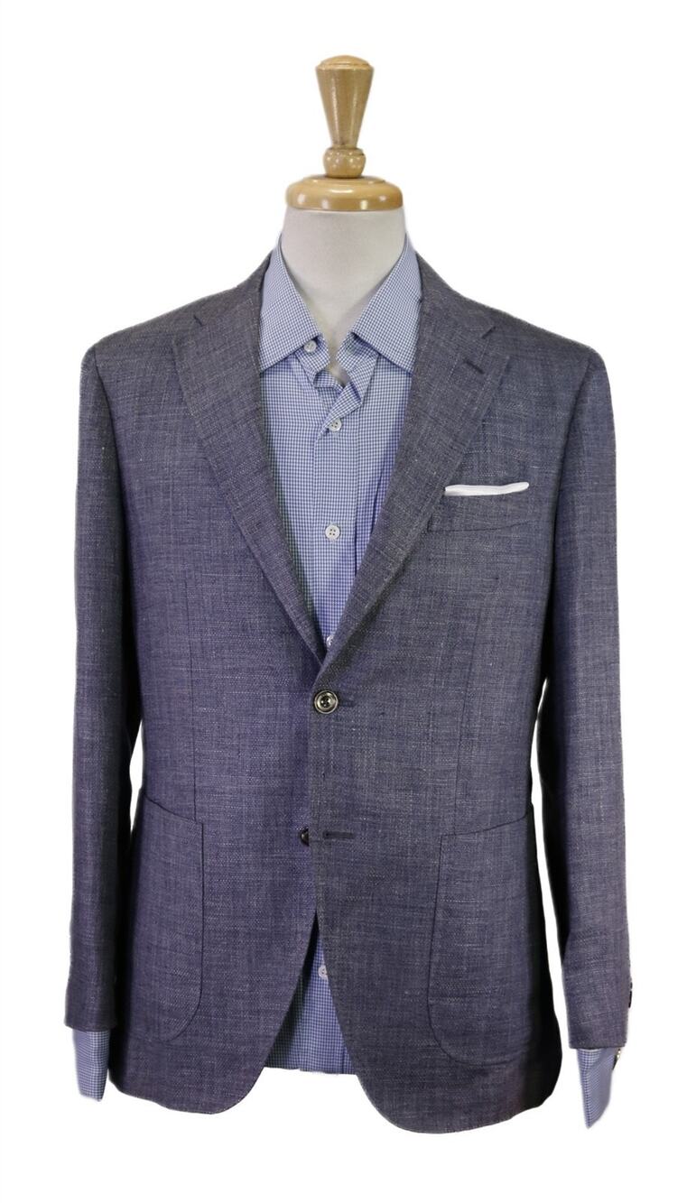 Paul Stuart Periwinkle Violet Blue Hemp Linen Patch Pocket 2B Blazer Jacket 38S